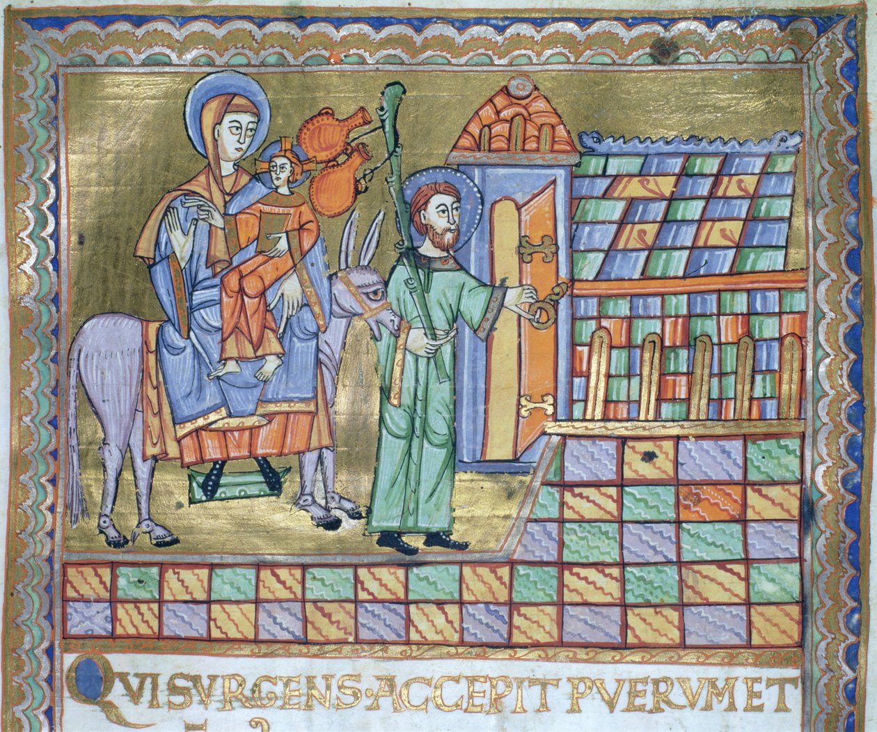 卡扎特女士。 1207 IV，fol.6r飞往埃及的航班，来自普洛克大教堂的Evangeliarium，c.1075 作者 德国学校