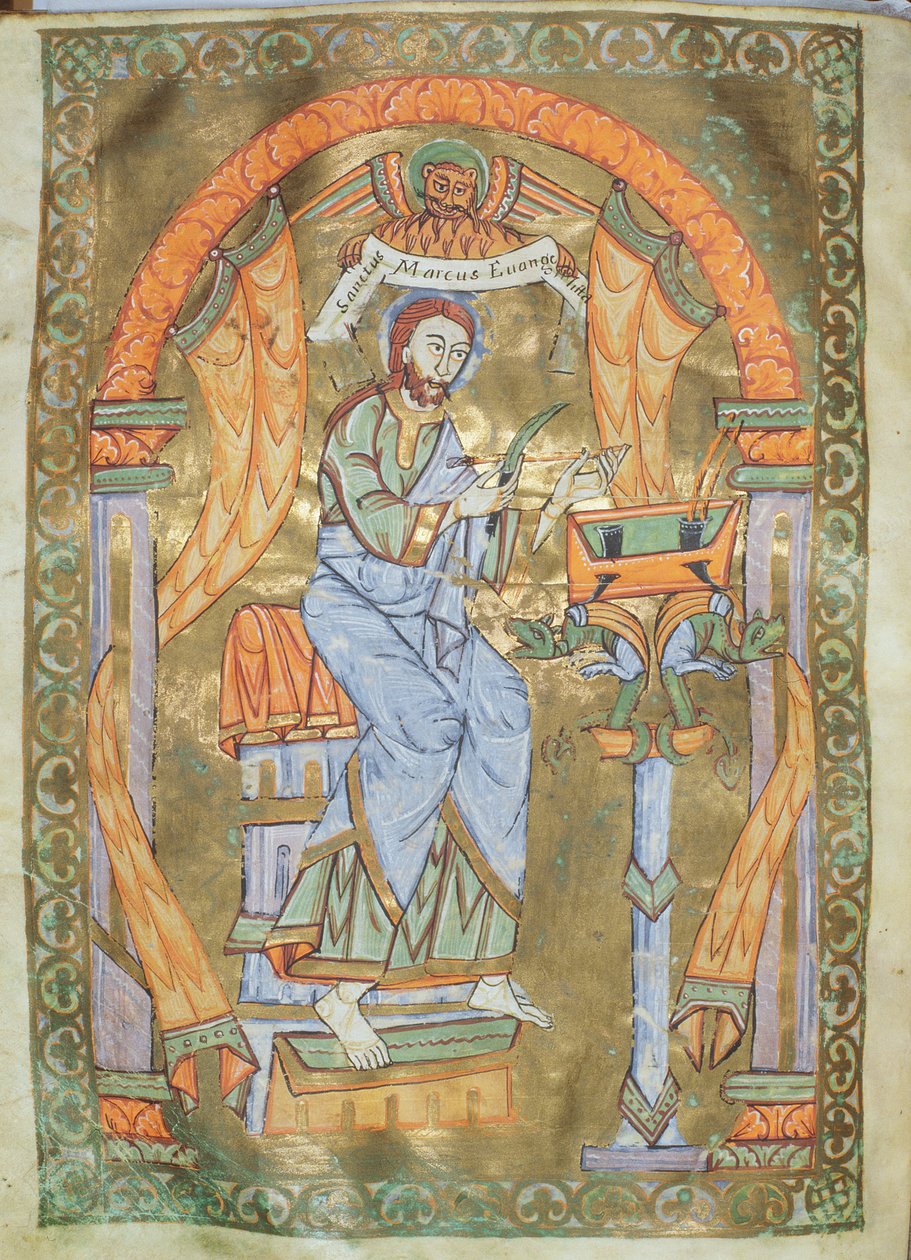 Czart女士1207 IV fol 76v圣马克福音传教士，来自普洛克大教堂的Evangeliarium，c.1075 作者 德国学校