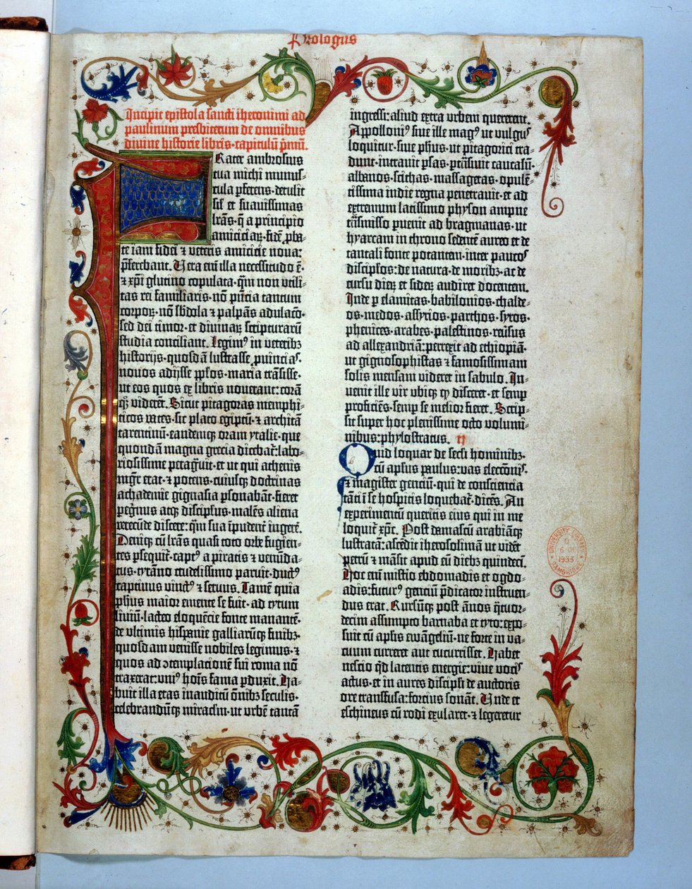 来自古腾堡圣经的页面，美因茨，c.1455 作者 德国学校