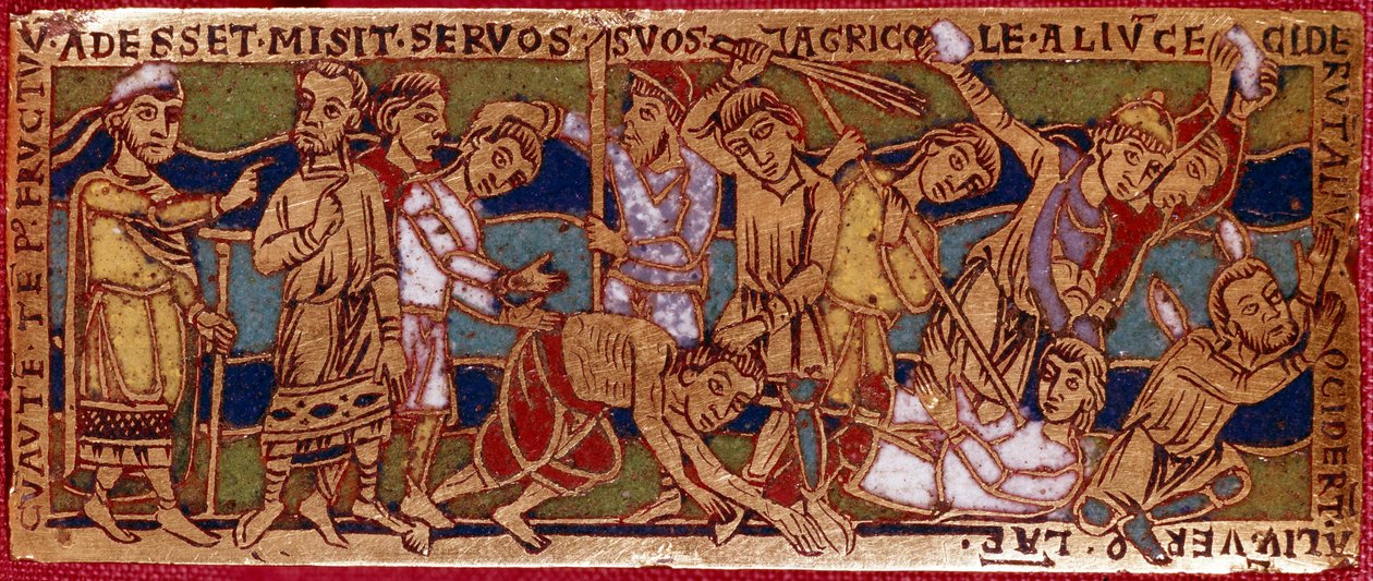 Parable of the workers of the vine or parable of the workers of the eleventh hour. Enamel plate on copper. Rhenane school. 12th century. Florence, Nazionale Museo del Bargello 作者 德国学校