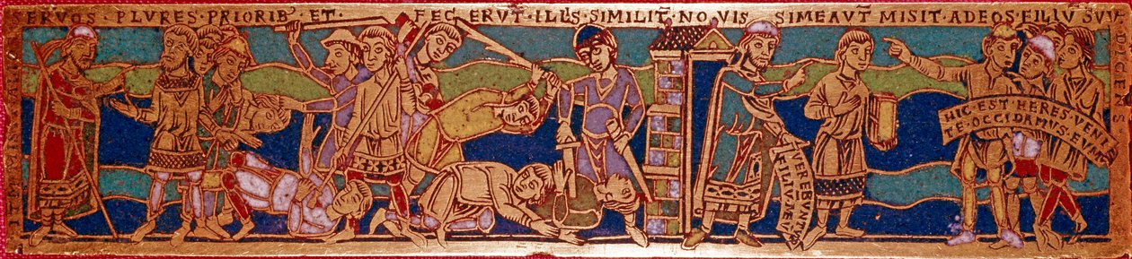 Parable of the workers of the vine or parable of the workers of the eleventh hour. Enamel plate on copper. Rhenane school. 12th century. Florence, Nazionale Museo del Bargello 作者 德国学校