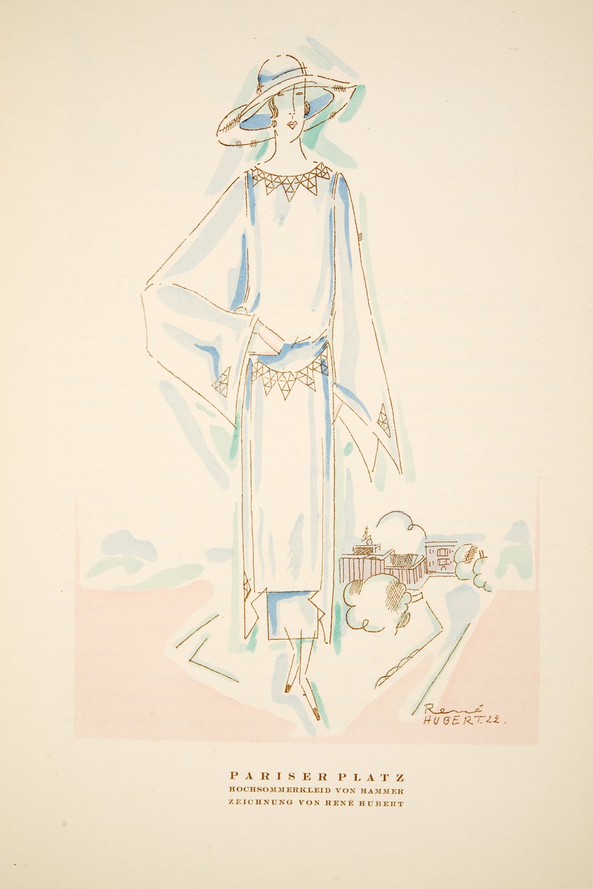Pariser Platz, Summer outfit by Hammer, from Styl, pub.1922 (pochoir print) 作者 德国学校