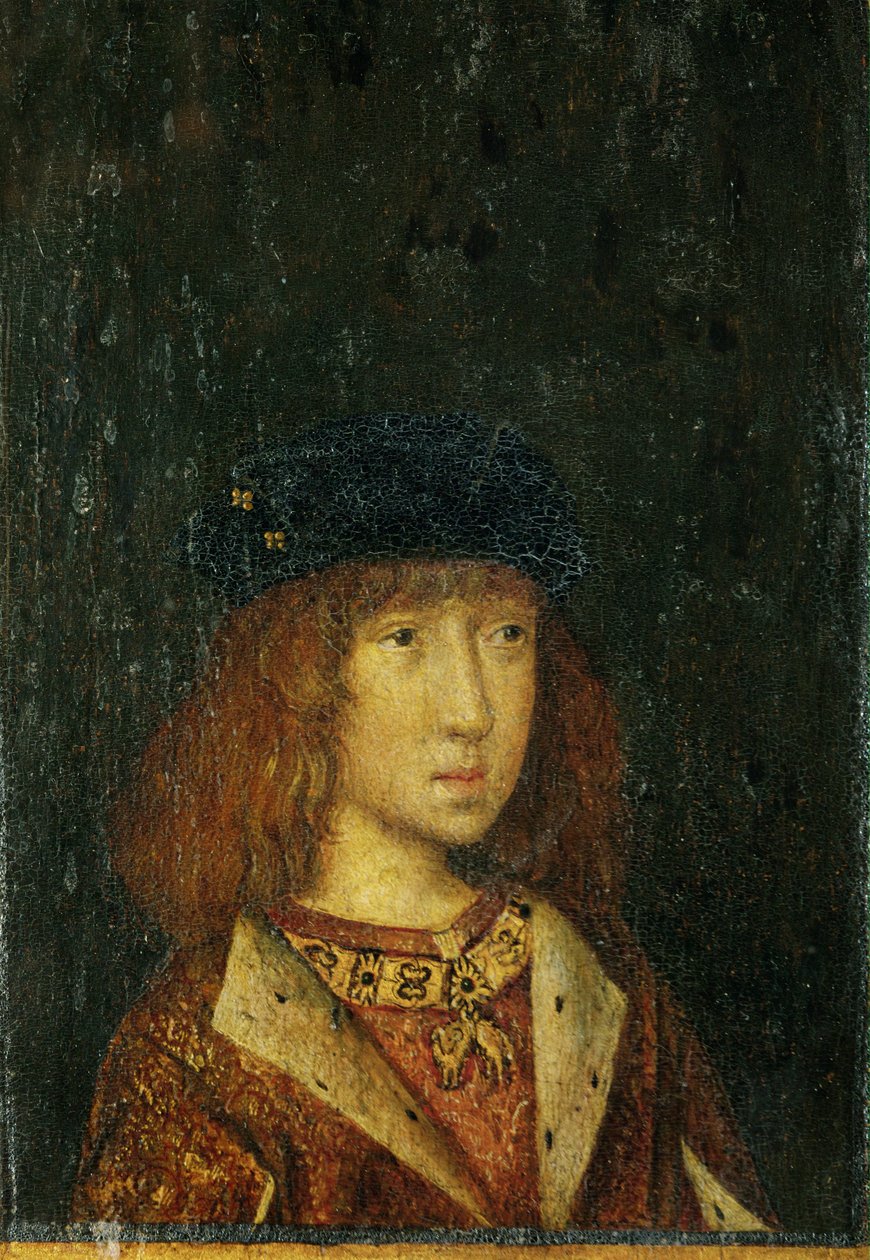 Philipp der Schoene，西班牙国王，16 岁......（木板绘画） 作者 德国学校