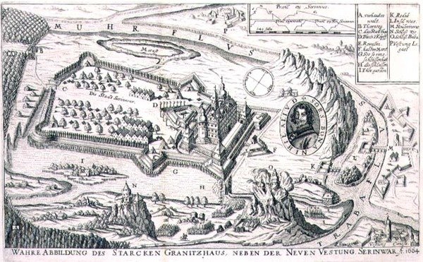 1664年新塞林瓦尔附近的花岗岩据点平面图，来自一本关于奥斯曼帝国在欧洲的战役的书的插图，由保罗-弗斯特（约1605-66）雕刻（雕刻）。 作者 德国学校