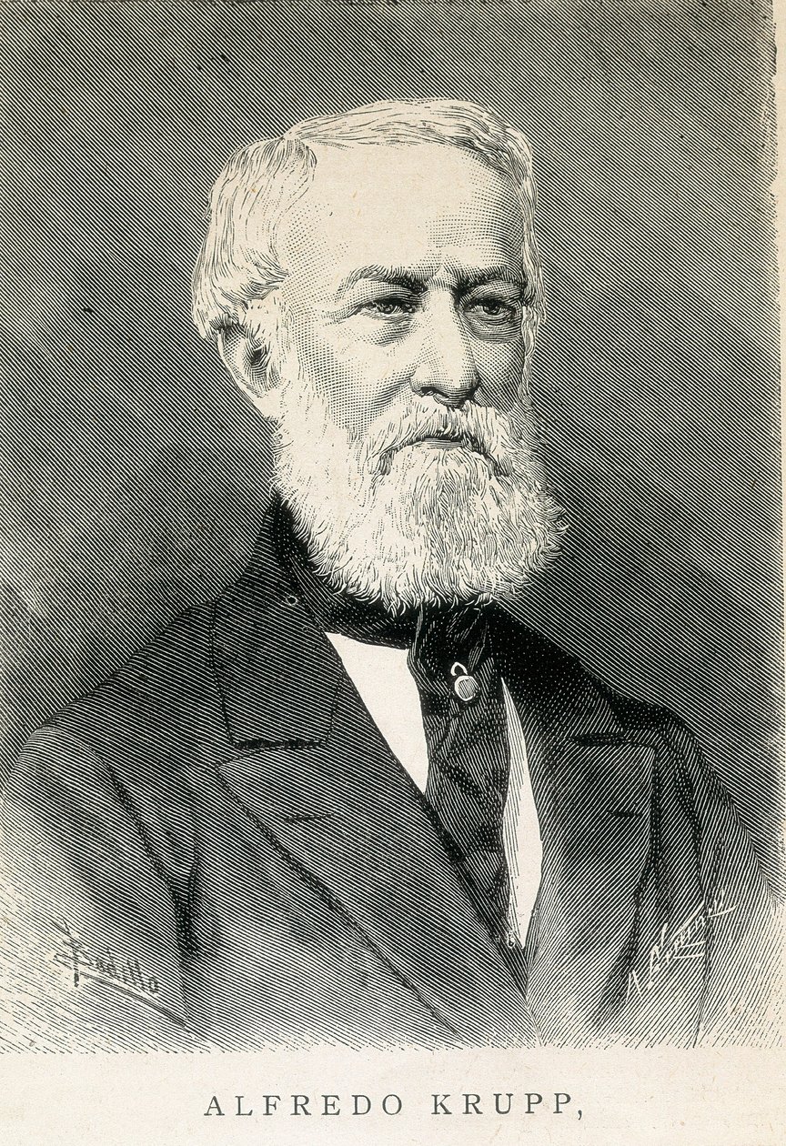 德国钢铁工业家阿尔弗雷德·克虏伯 (Alfred KRUPP) (1812-1887) 的肖像 作者 德国学校