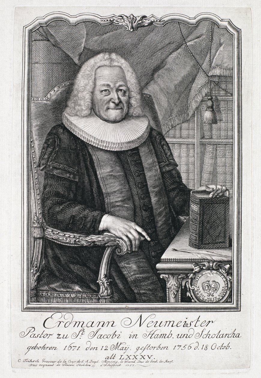 Erdmann Neumeister的肖像（1671-1756） 作者 德国学校