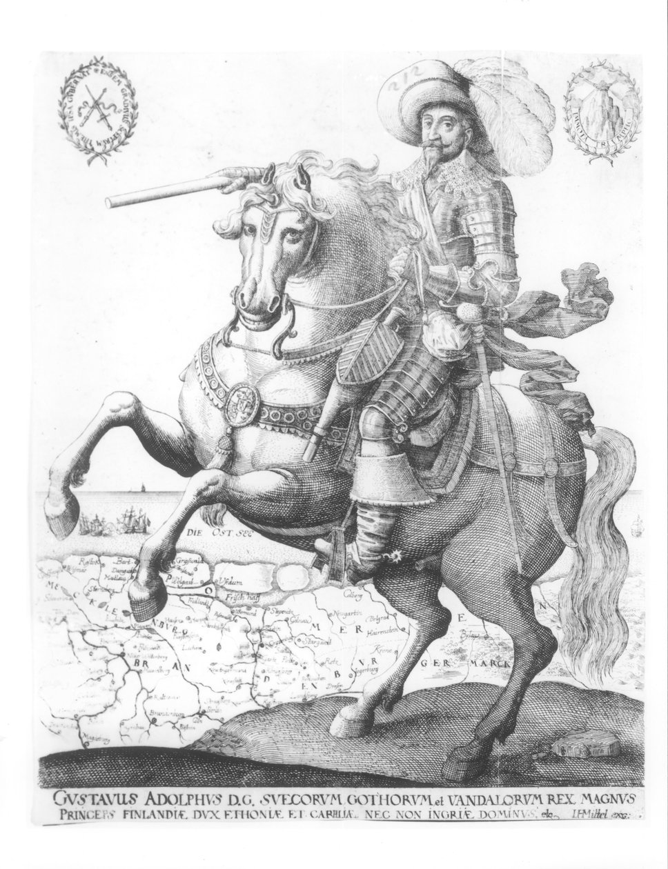 瑞典国王Gustavus Adolphus II的肖像（1594-1632） 作者 德国学校