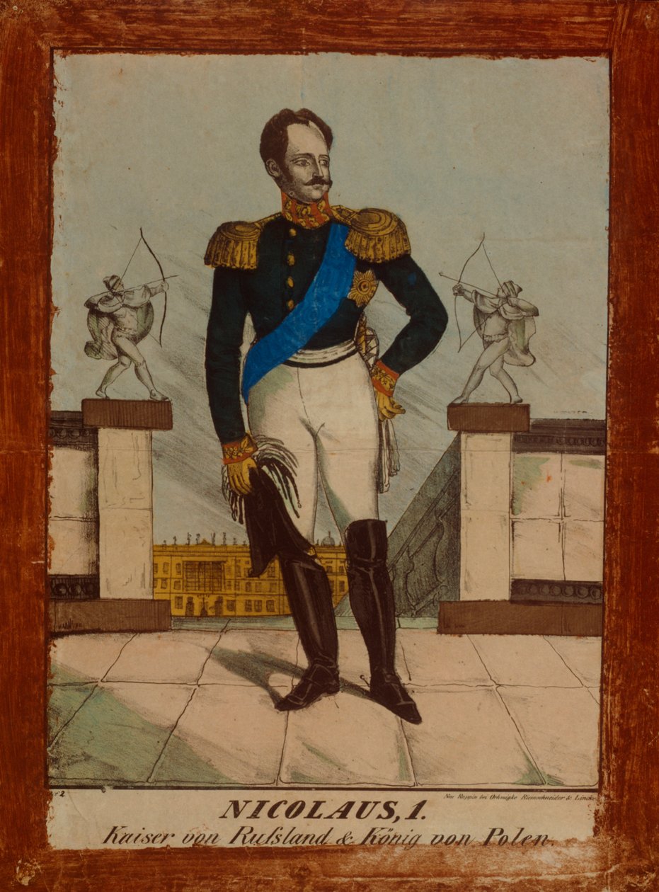 尼古拉一世，俄罗斯沙皇和波兰国王的肖像，Neuruppin Picture Sheet，c.1850 作者 德国学校