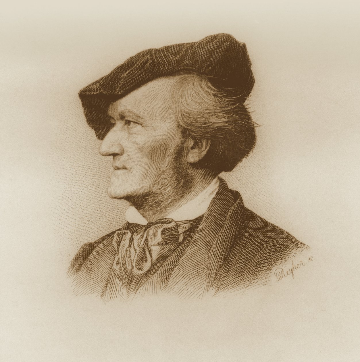 Richard Wagner（1813-83）德国作曲家的肖像，由Robert Reyher（1838-77）（也见93368）雕刻 作者 德国学校