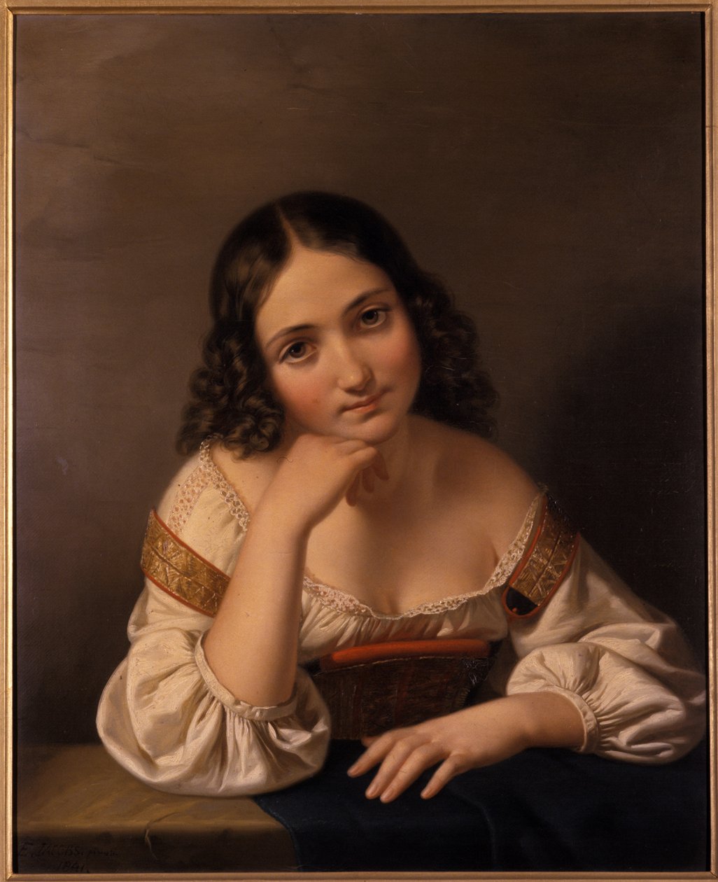 一名年轻女子的画像，1801-1900 作者 德国学校