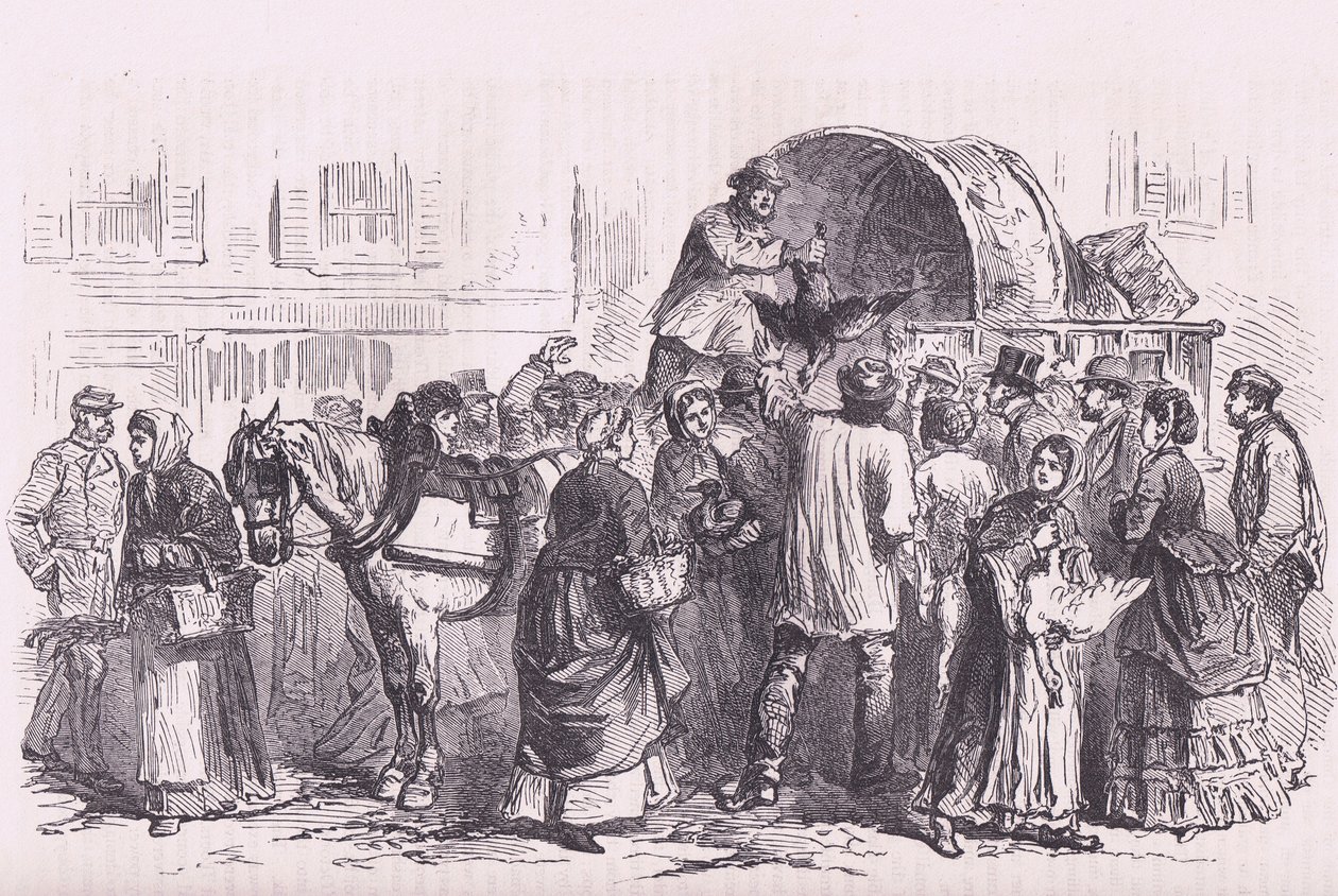 Poultry sellers in Paris, Cassells History of the War between France and Germany published by Cassell and Company Limited, c.1890 (litho) 作者 德国学校