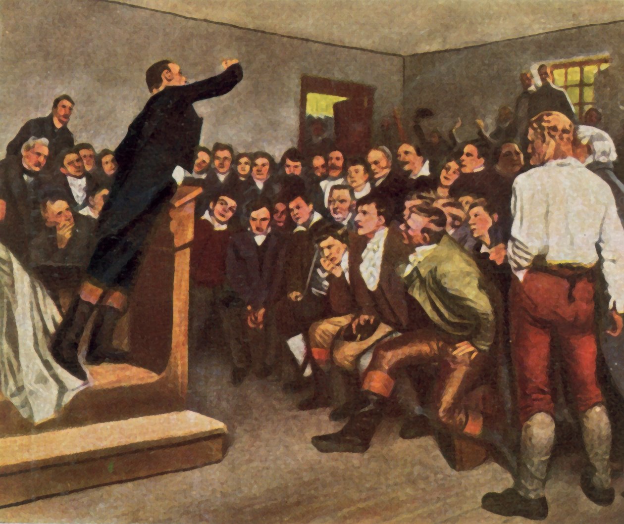 斯蒂芬斯教授激励听众支持解放战争，1813 年 2 月 8 日（彩色石版印刷增强版） 作者 德国学校