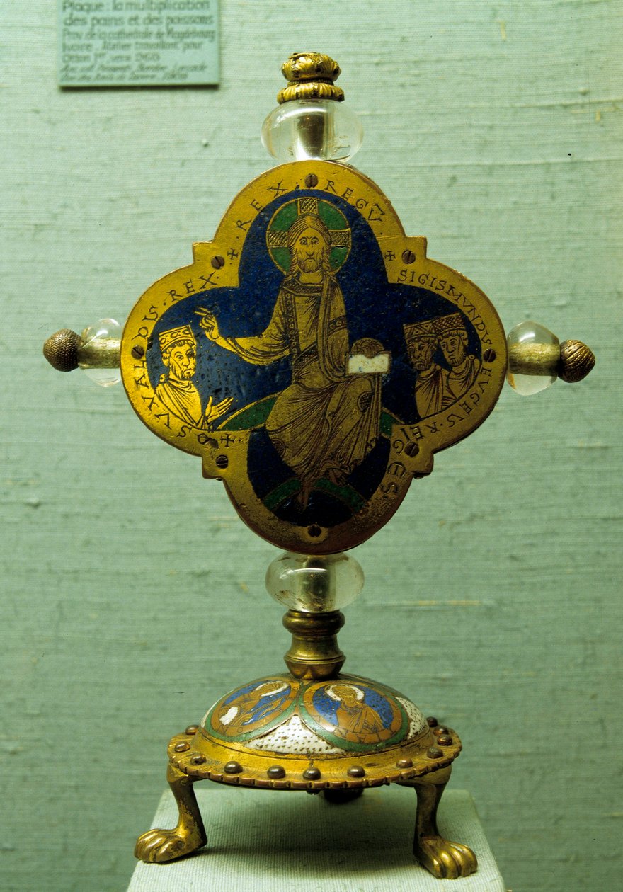 Reliquary of Henry II known as the Saint, emperor of the Holy Roman Empire (973-1024) (canonized in 1200). Made in email, crystal, copper, silver and gold. 1170 approx. From Lower Saxony, Saint Michel d