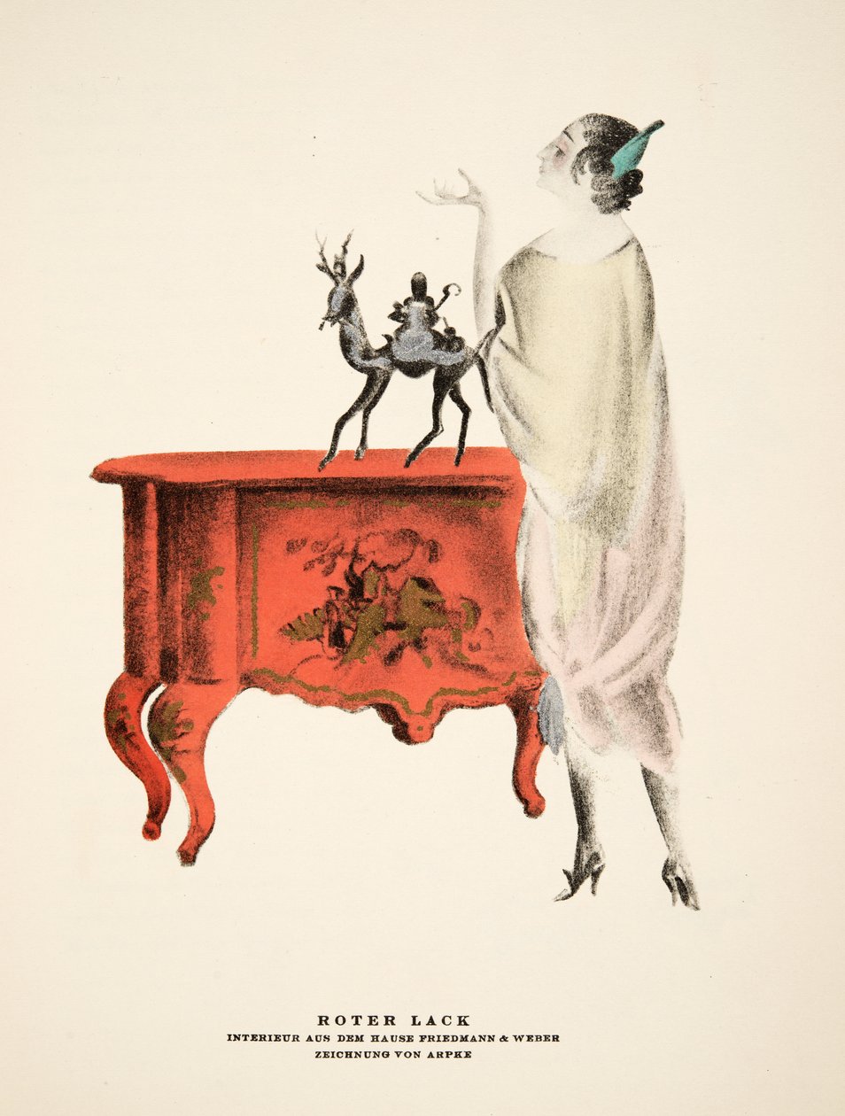 "Roter Lack"，弗里德曼和韦伯公司的广告，选自《风格》，1922 年出版（pochoir 印刷）。 作者 德国学校
