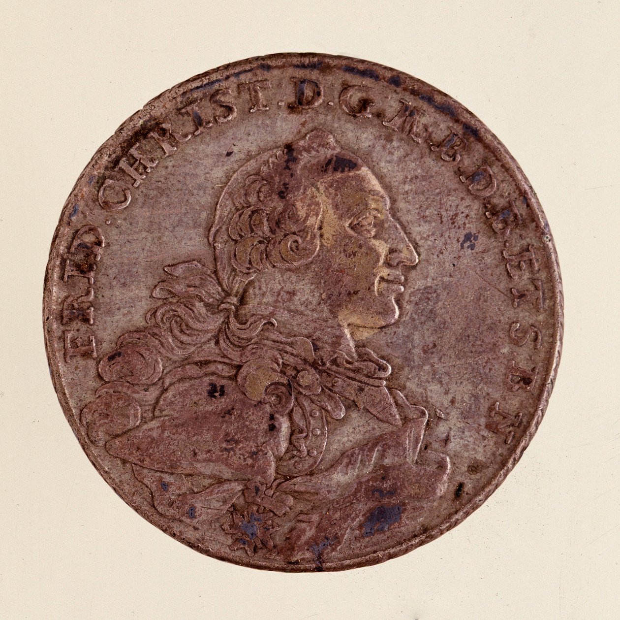 Frederick Christian 的银 thaler (taler)，勃兰登堡-拜罗伊特侯爵 (Frederic V Christian de Brandenburg-Bayreuth (Brandenburg Bayreuth) (1708-1769) 1766 直径 4 厘米那不勒斯，考古博物馆 作者 德国学校