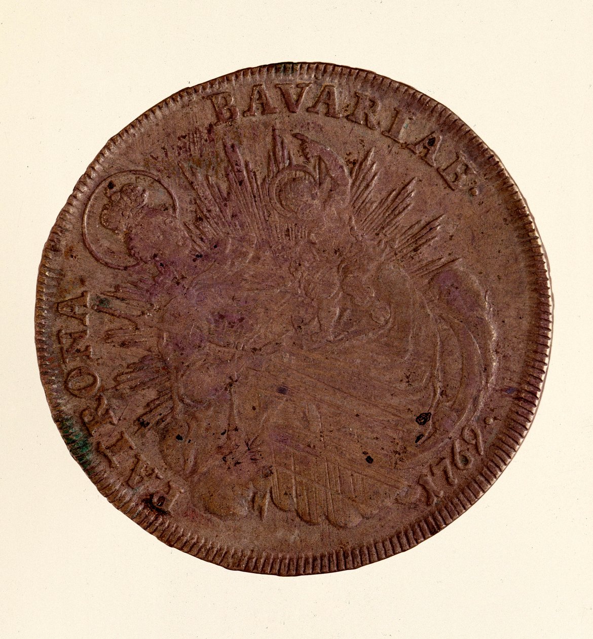 马克西米利安三世约瑟夫 (Maximilian III Joseph de Baviere) (1727-1777) 1769 Diam 的银塔勒 (taler)。 4.1 厘米那不勒斯，考古博物馆 作者 德国学校