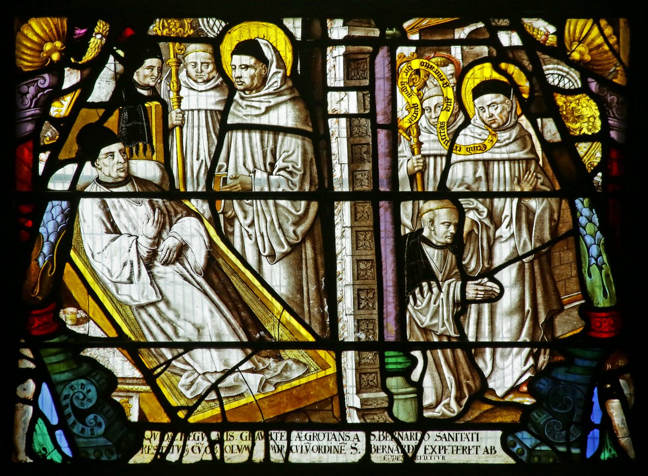 St Bernard cures a sick man who then wishes to join the order - but is sent away, c.1500 (stained glass) 作者 德国学校