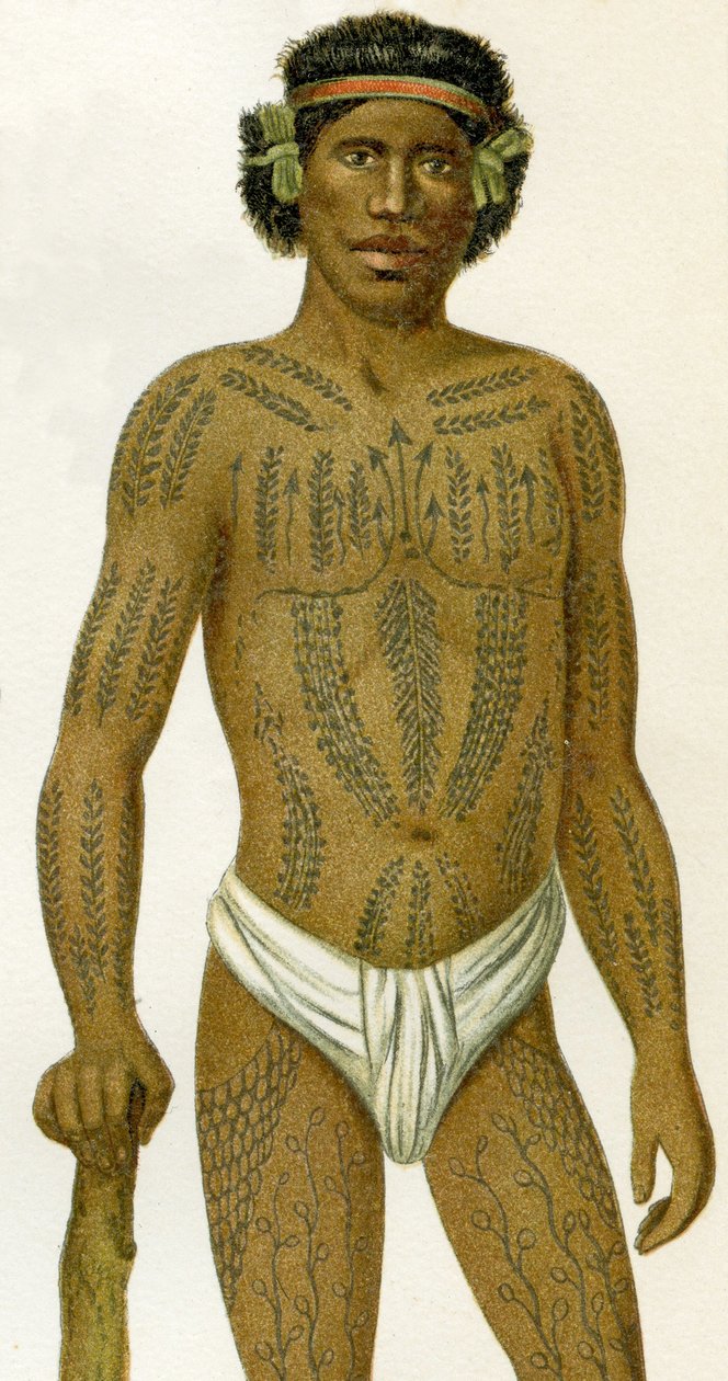 来自卡罗琳群岛的纹身男子，1894年 作者 德国学校