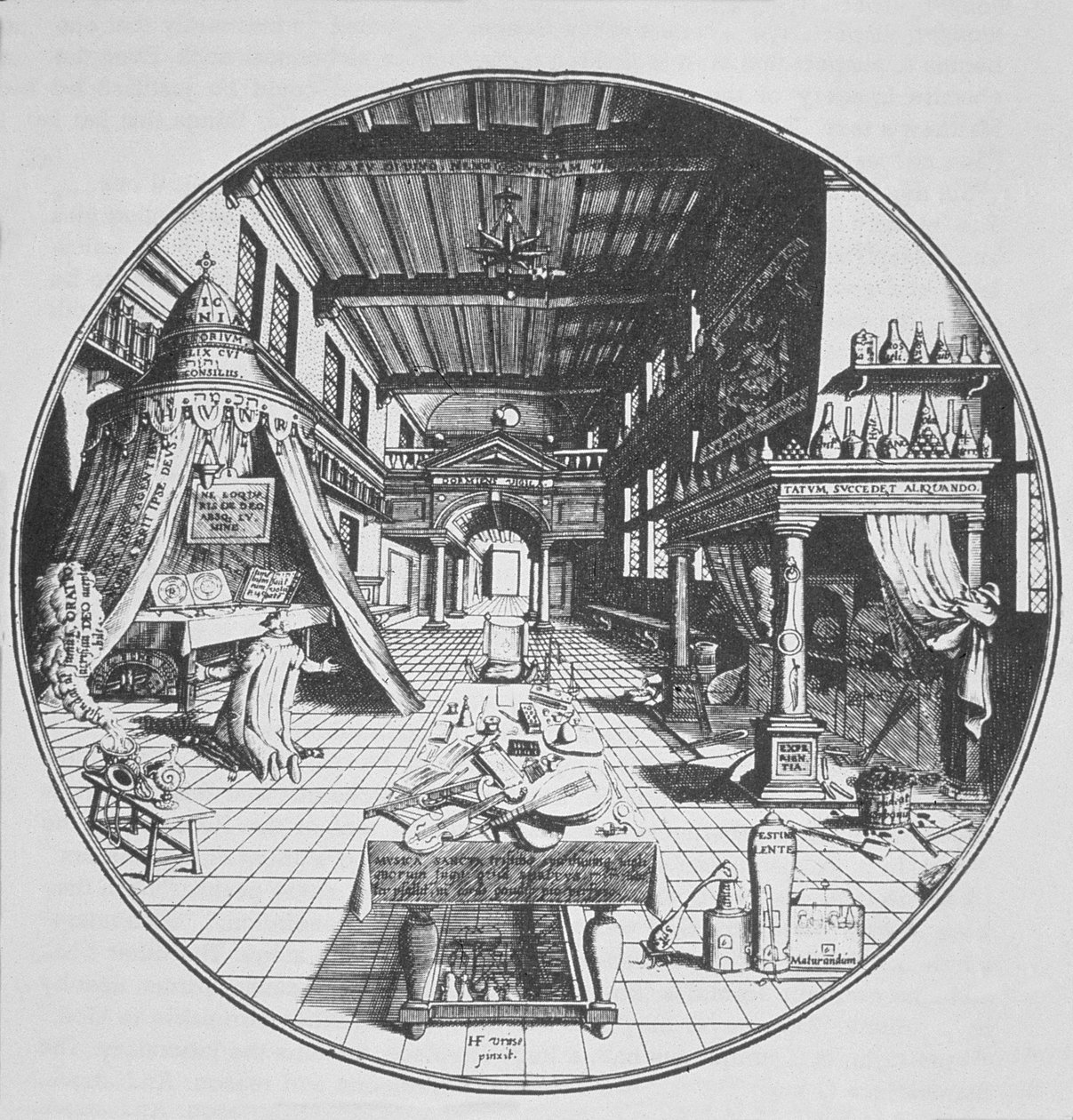 他的实验室中的炼金术士，来自Heinrich Kunrath（1609）的Amphitheatrum Aeternae Sapientiae，在19世纪末出版的魔术史中有所体现 作者 德国学校
