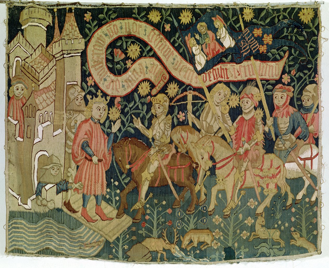 1423年3月6日，在查尼七世（1403-61）收到圣女贞德（14.12-31）到达希农城堡，在少女时代制造 作者 德国学校