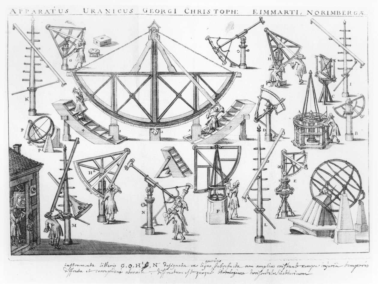 Georg Christoph Eimmart的天文仪器（1638-1705），来自Epistola Eucharistica和Virum的插图，Martin Knorre，出版于Wittenberg 1691 作者 德国学校