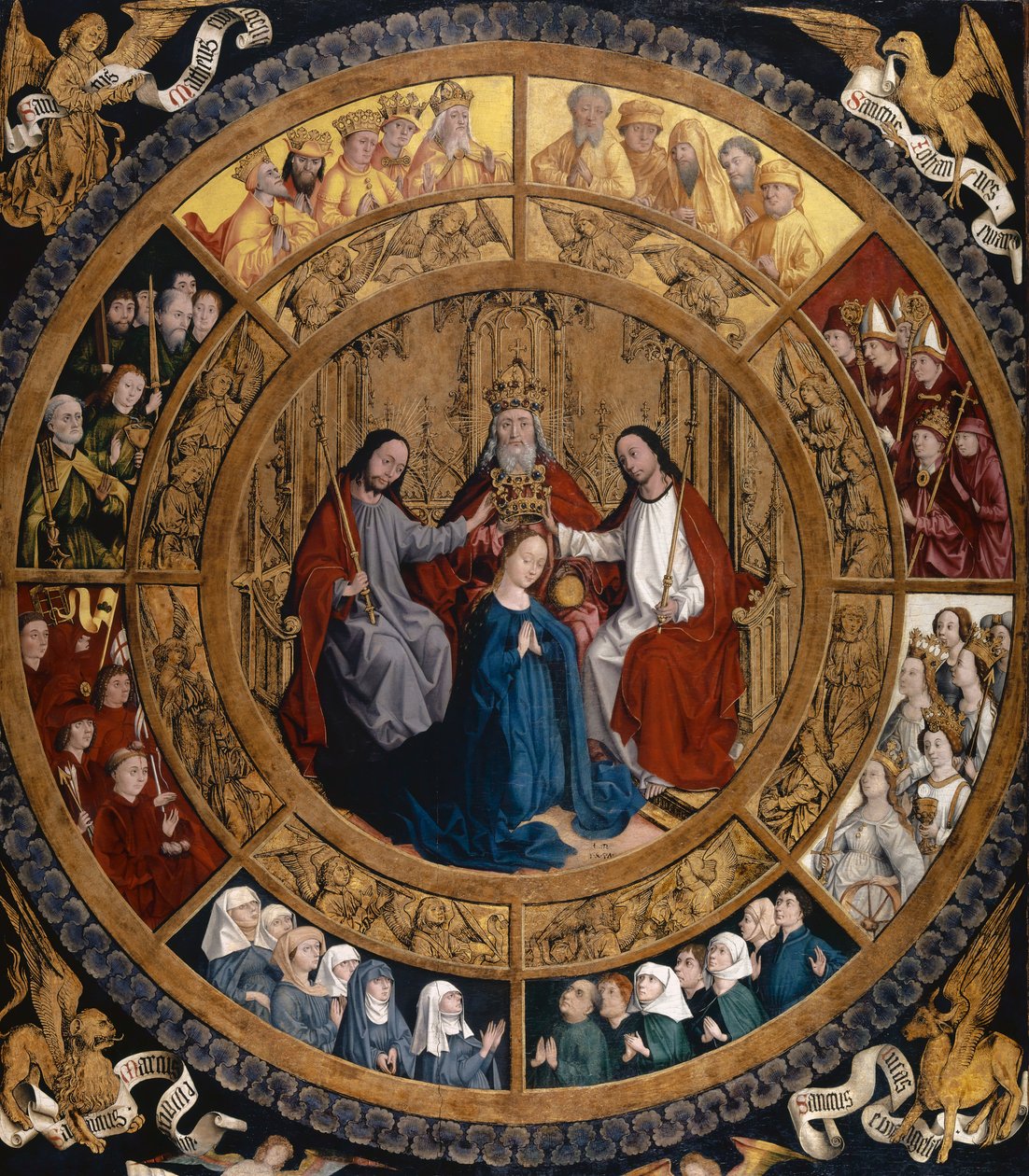 天使与圣徒包围的处女的加冕礼，c.1470 作者 德国学校