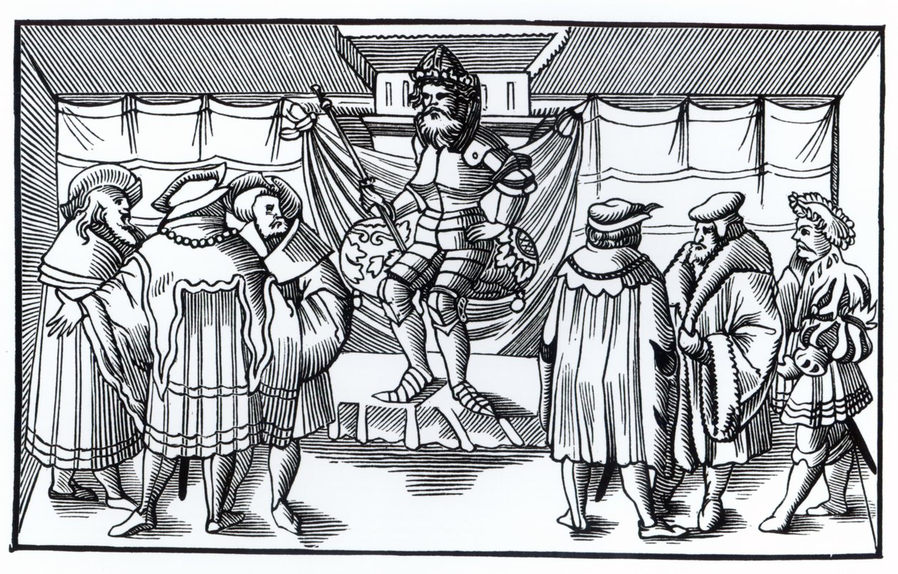 男爵法院在明斯特宇宙世界（Universm of Universns of Munster）木刻后，于1552年出版 作者 德国学校