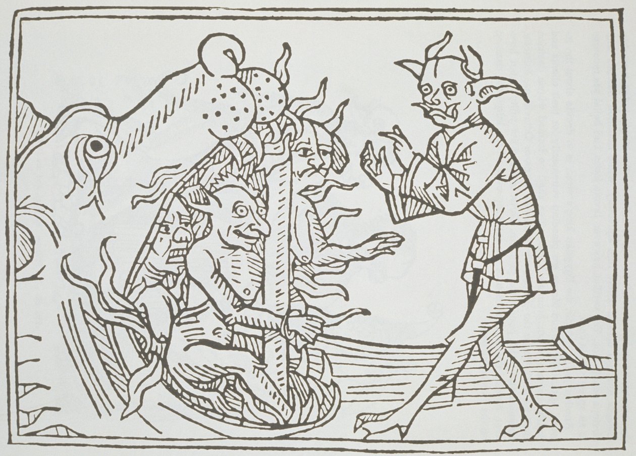 来自地狱之门的魔鬼Belial，来自Das Buch Belial，于1473年在奥格斯堡出版 作者 德国学校