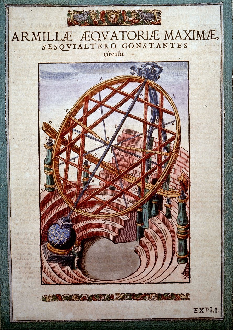 第谷（Tycho Brahe）（1546 - 1601）的 "Astronomiae instituatae machanicia "中的大赤道仪，Wandsbeck 作者 德国学校