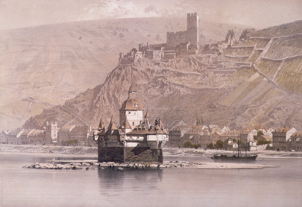 Pfalzgrafenstein岛屿堡垒和Kaub的Schloss Gutenfels 作者 德国学校