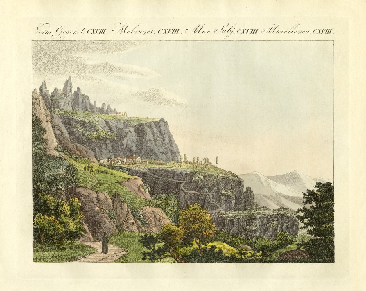 The Montserrat in Spain (coloured engraving) 作者 德国学校