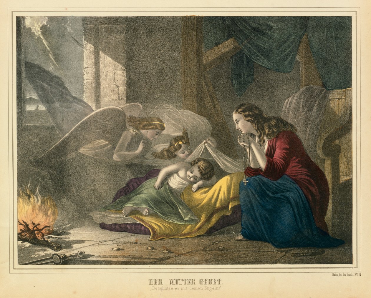 The Mothers Prayer，图片大片由J. Scholz，Mainz出版，第1850页 作者 德国学校