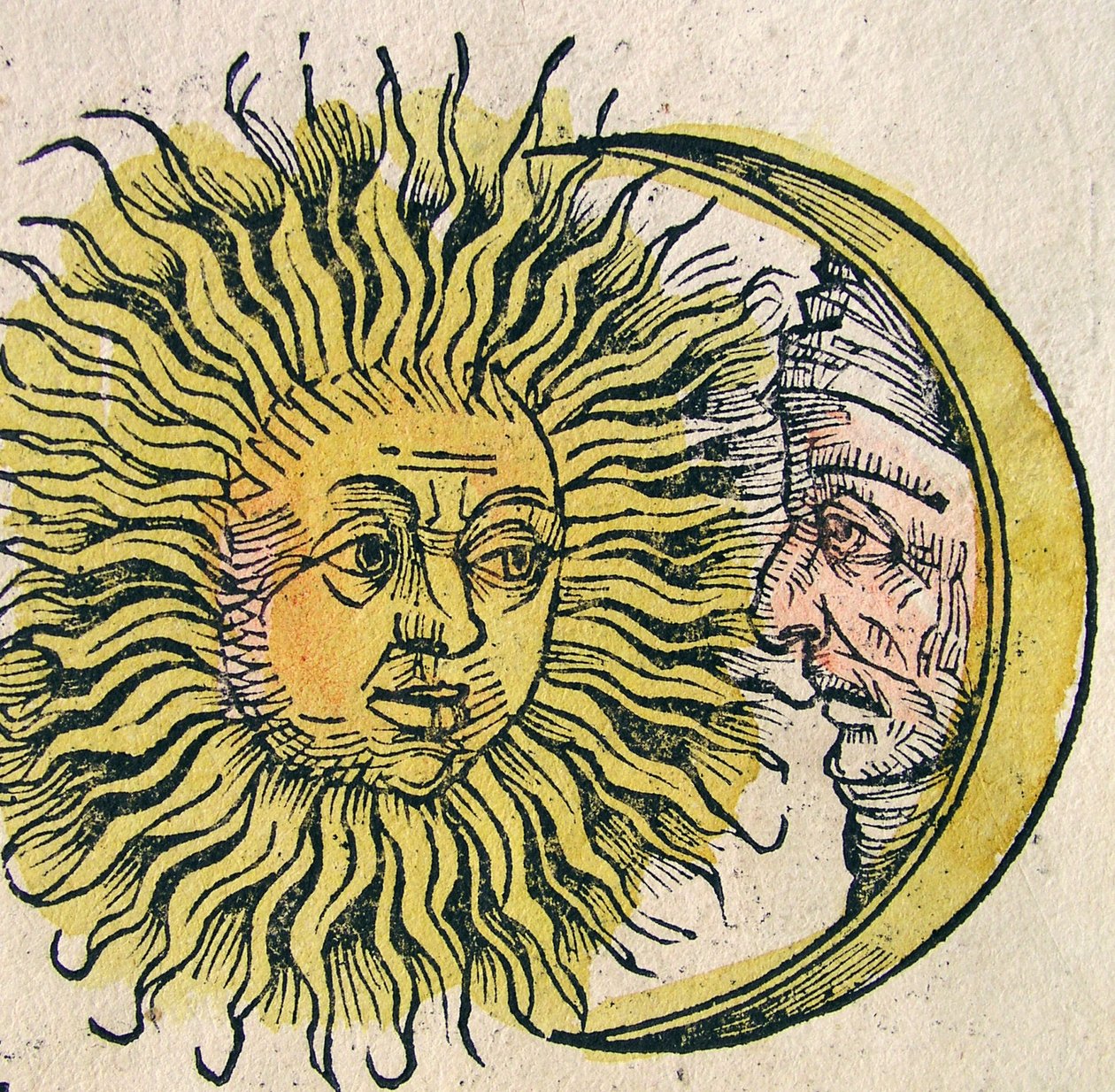 太阳和月亮，发表在纽伦堡纪事报，1493年 作者 德国学校