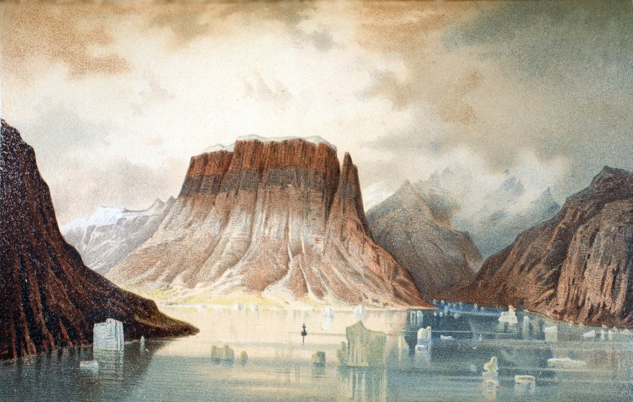 Teufelschloss山（魔鬼城堡）在Kejser Franz Joseph Fjord，酒吧。伦敦，1874年 作者 德国学校
