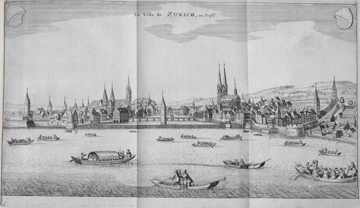 瑞士苏黎世市，由Itinera Alpina的第二卷由Johann Jacob Scheuchzeri出版，出版于1706年 作者 德国学校