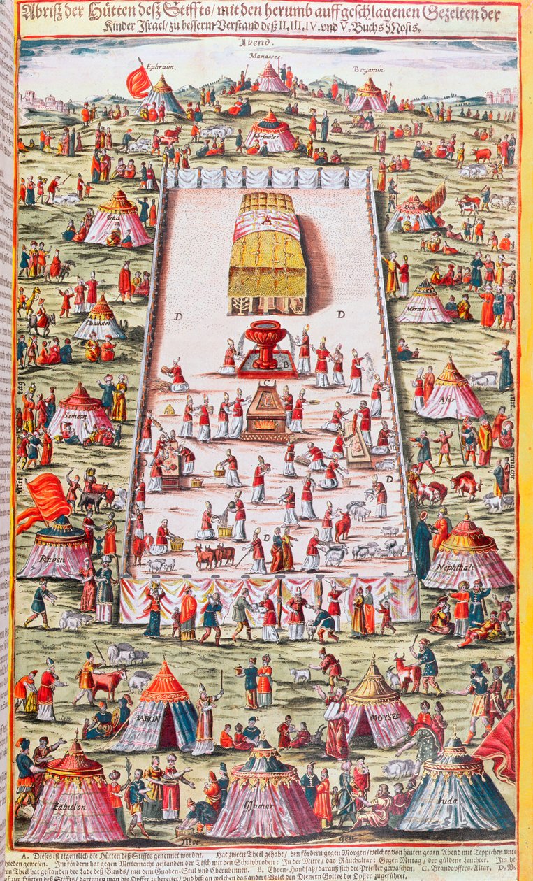 从埃及出埃及后，以色列部落在西奈沙漠的约柜附近重聚，c.1630 作者 德国学校