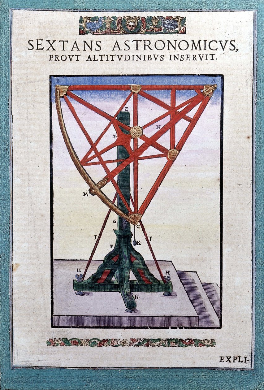 第谷（Tycho Brahe）（1546-1601）的 "Astronomiae instituatae machanicia "中的天文六分仪，Wandsbeck 作者 德国学校