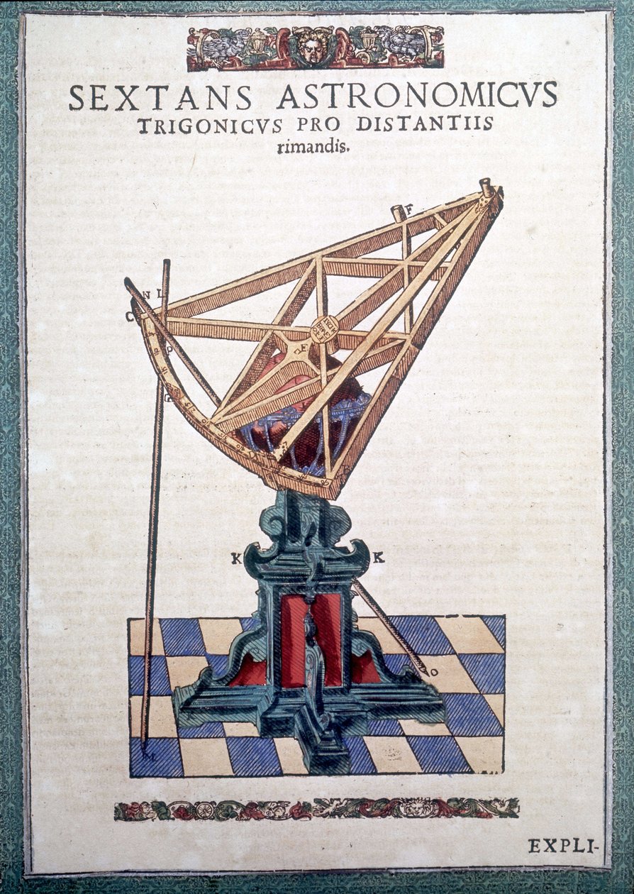 第谷·布拉赫（Tycho Brahe，1546 - 1601），Wandsbeck 所著“Astronomiae instituatae machanicia”中的天文六分仪 作者 德国学校