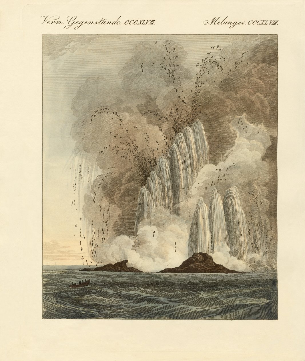 地中海上的新火山岛（彩绘版画 作者 德国学校