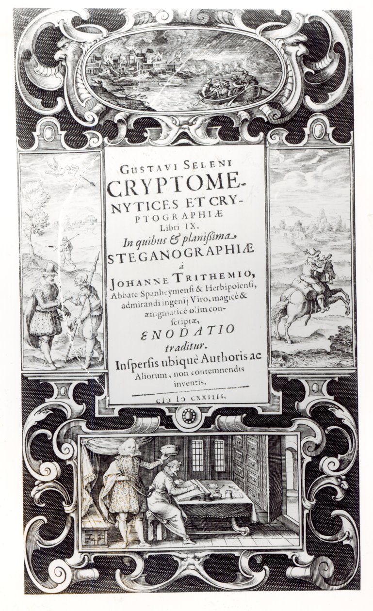 1624年Gustavus Selenus（Augustus，Brunswick公爵）的Cryptomenysis和Cryptography第9册的书页 作者 德国学校