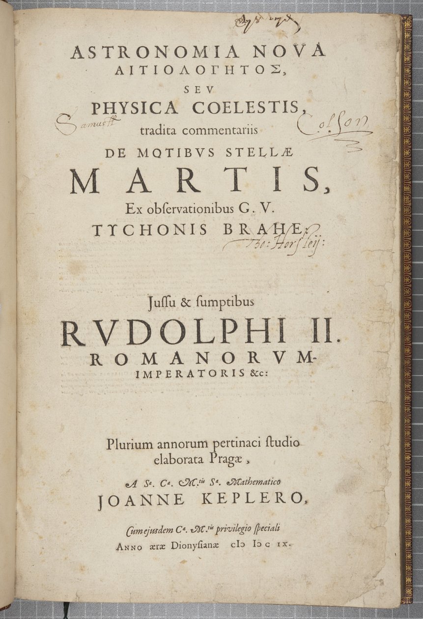 约翰内斯·开普勒 (Johannes Kepler) 的“天文学新星正当化”的标题（雕刻） 作者 德国学校