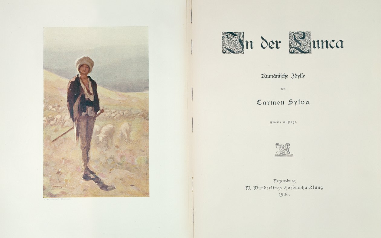 Carmen Sylva的小说“In der Lunca”的标题页，发表于1906年的雷根斯堡 作者 德国学校
