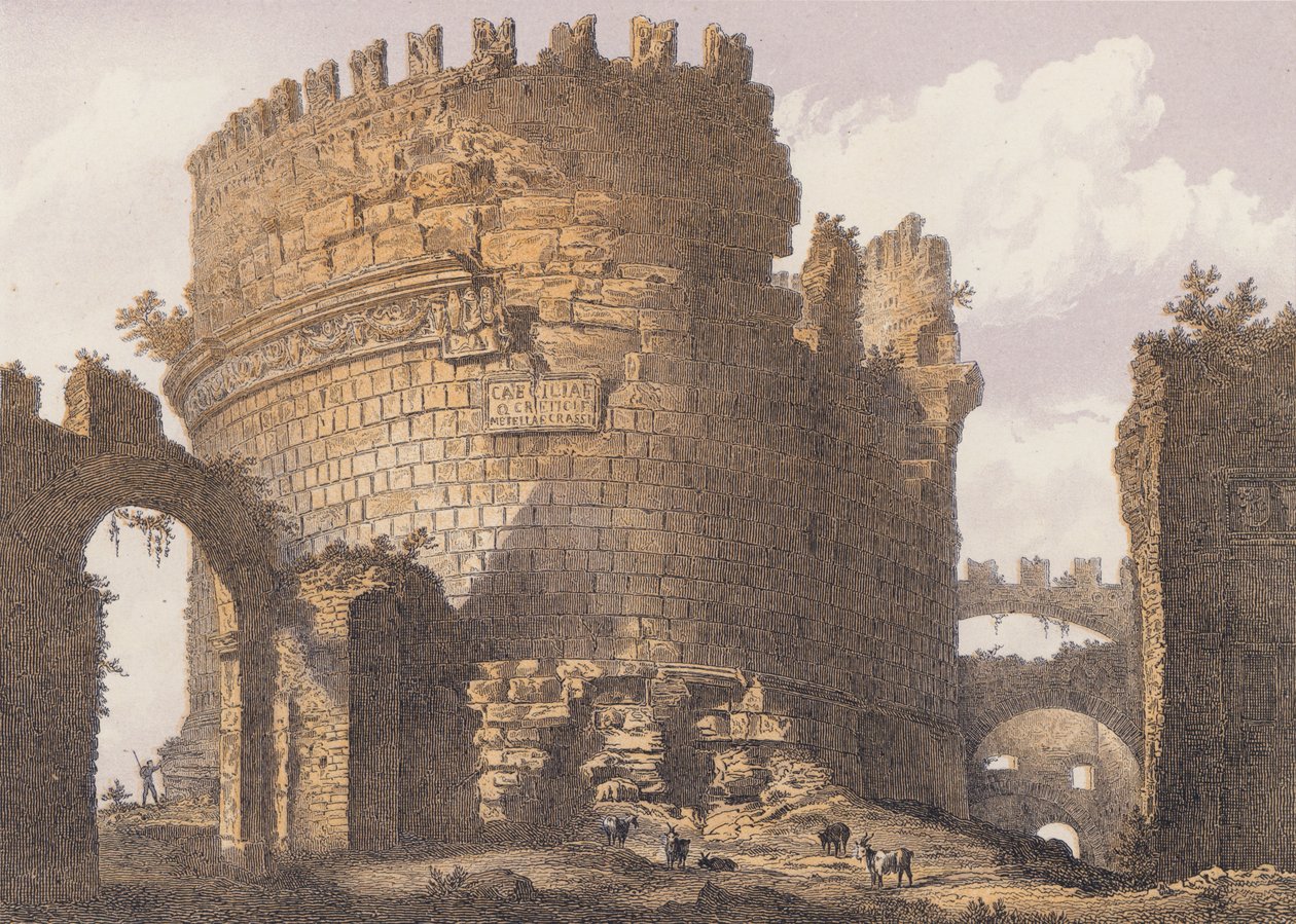 凯西莉亚-梅泰拉墓，罗马（彩色石版画） 作者 德国学校