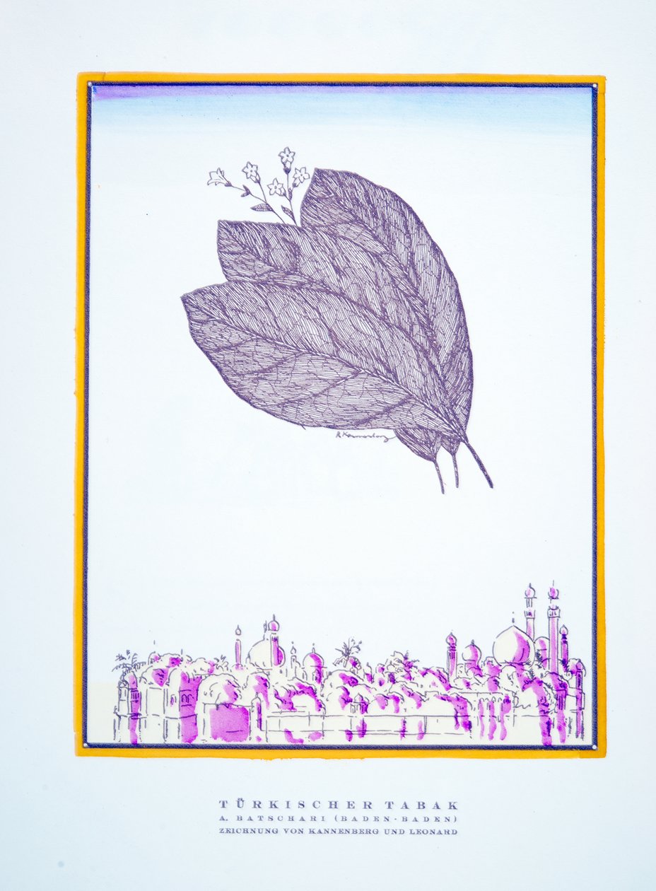 Turkischer Tabak，"Batschari Cigaretten "广告，摘自《风格》，1922 年出版（pochoir 印刷品） 作者 德国学校