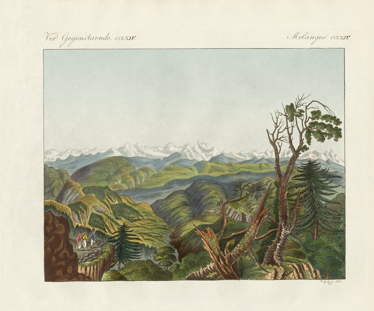 喜马拉雅山两景（彩绘版画 作者 德国学校