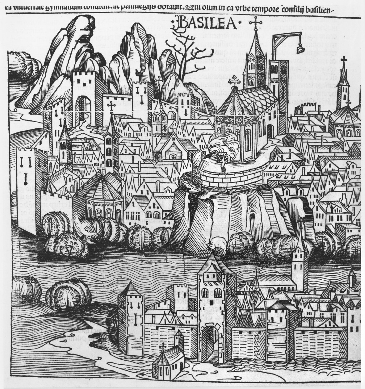 巴塞尔视图，从纽伦堡编年史的插图由Hartmann Schedel（1440-1514）1493 作者 德国学校