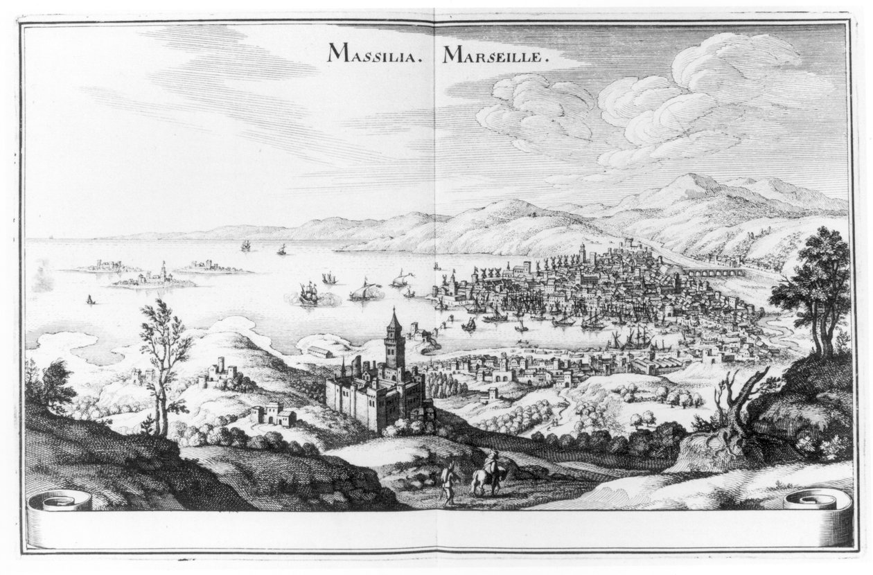 马赛泽勒的Topographia Galliae的马赛视图，出版于1655年至1961年 作者 德国学校