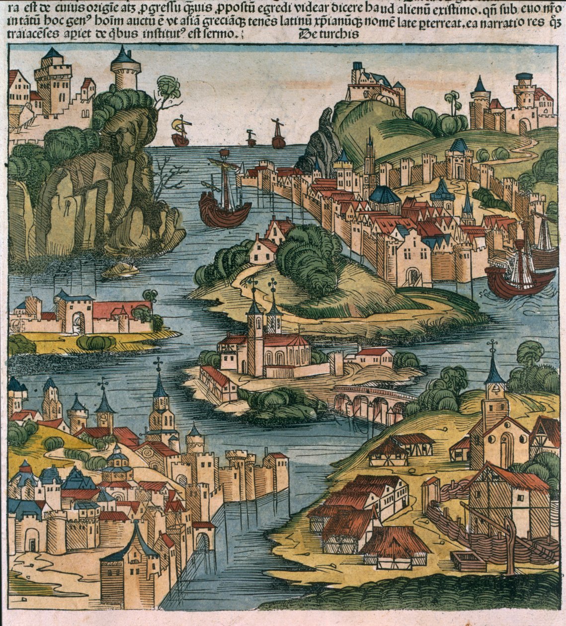 观看博斯普鲁斯海峡从黑海进入，纽伦堡纪事报由Hartmann Schedel（1440-1514）1493（木刻） 作者 德国学校