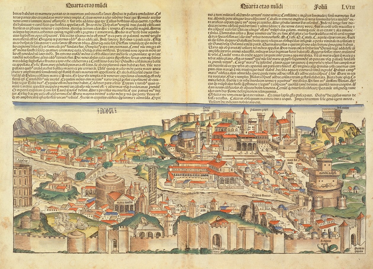 罗马市的看法，从纽伦堡纪事报由Hartmann Schedel（1440-1514）1493 作者 德国学校