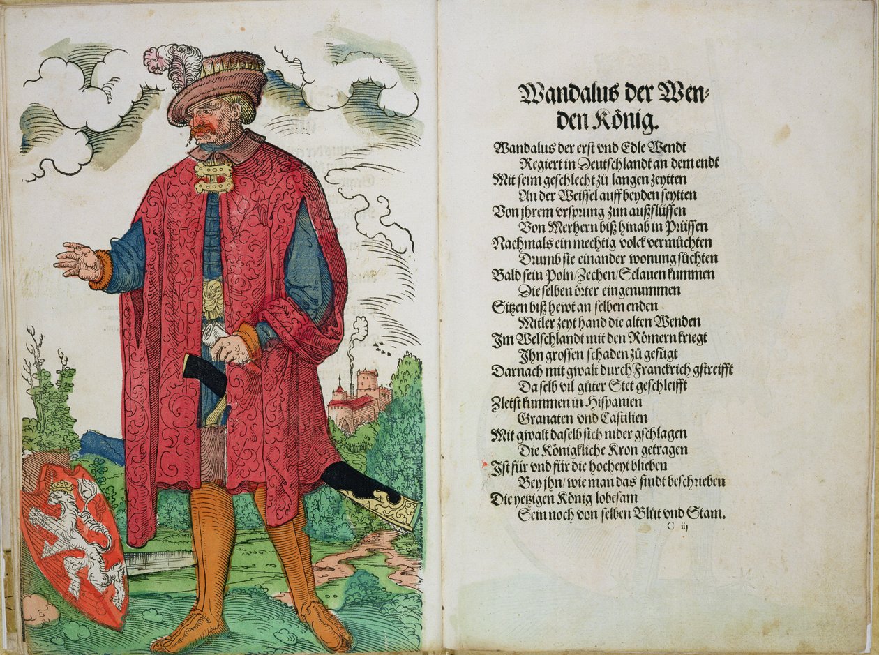 Wandalus，Wenden的国王，来自德意志民族的前十二位国王和王子的起源，1543年 作者 德国学校